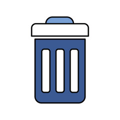 Dustbin blue icon with white background vector stock illustration