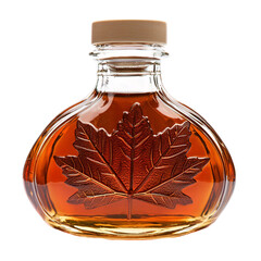 Glass Bottle of Maple Syrup with Leaf Design