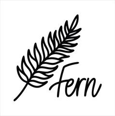 A minimalist logo with a single fern leaf sketched vector design