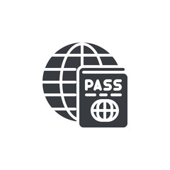 A passport with a globe vector icon