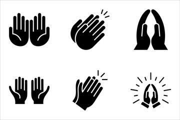 Pray icon set. Hands folded in prayer, hands praying sign, vector illustration on white background
