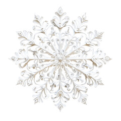 Intricate White Snowflake, Delicately Carved and Detailed, Against a Pure White Background, Expressing Winter Magic and Elegance Transparent Background. Remove Background