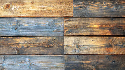 Fototapeta premium Rustic Weathered Wooden Wall Texture: Brown, Grey, and Blue Tones