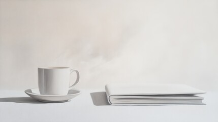 Study time accompanied by a laptop and a steaming coffee mug on solid white background, single object