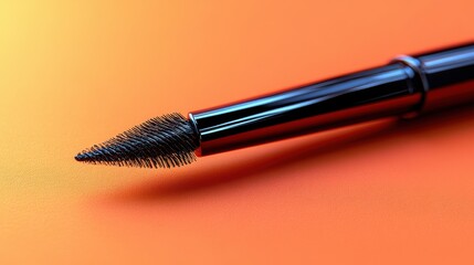 Close-Up of Mascara Wand on Vibrant Orange Background