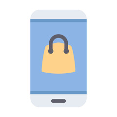 smartphone shopping bag flat icon