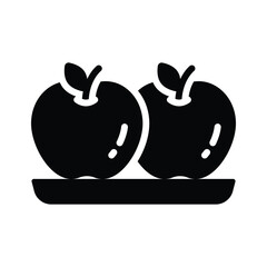 Minimalistic icon of two fresh apples on a plate