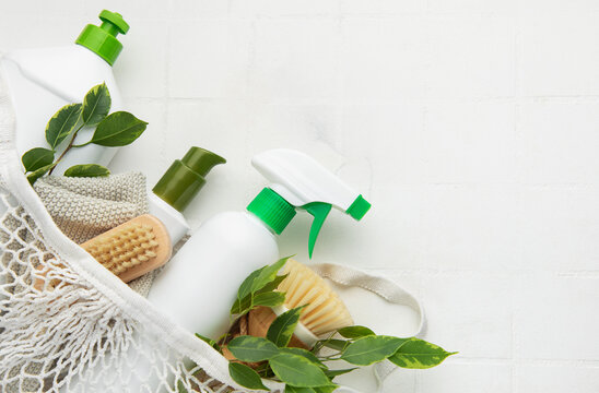 Eco friendly cleaning products promoting sustainable lifestyle in home cleaning routine