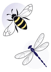 A small bee or dragonfly illustration vector design