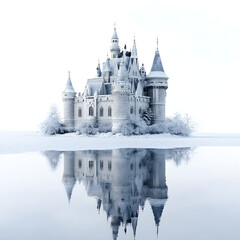 Obraz premium Majestic Winter Castle Reflection