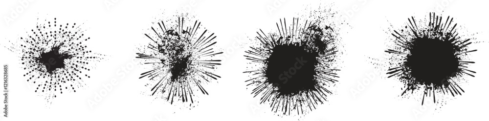 Aufkleber Collection of ink splashes for speckle effect .Set of Black Spray Blot of Ink. Place blobs, stains and splats in this pack over any object to create grunge effect .Spray paint drips .abstract vector.