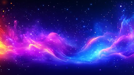 Fototapeta premium Abstract Cosmic Nebula Colorful Waves and Stars