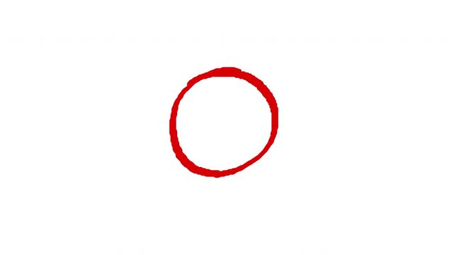 Red circle marker with drawing effect animation, on transparent background. 4k Video