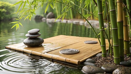 Zen Garden with Bamboo: Tranquil Meditation Space