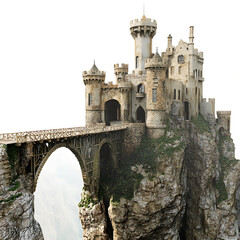 Fototapeta premium Majestic Mountaintop Castle on a Bridge