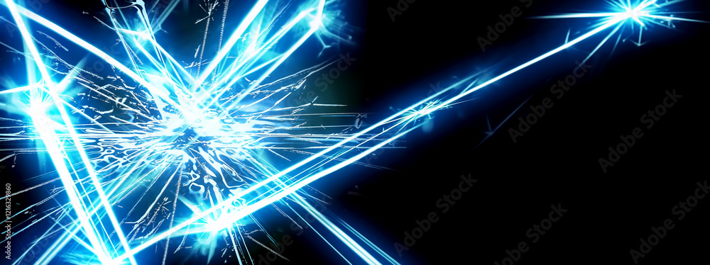 Poster abstract technology background with glowing lines and lights. 3d render illustration