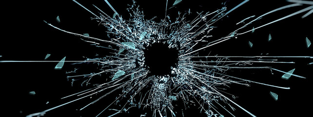 Obraz premium 3d illustration of cracked glass on a black background with text space