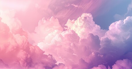 Fototapeta premium A serene sky filled with soft, pastel-colored clouds, evoking calmness and tranquility.
