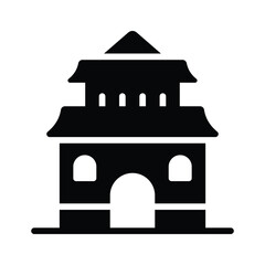 Chinese religious building vector design, chinese temple icon
