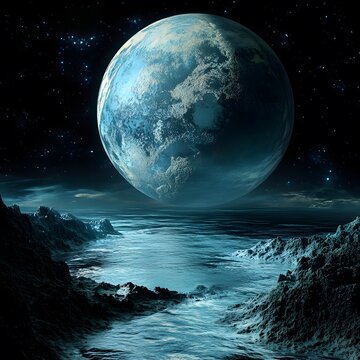 An exoplanet discovered by scientists, its surface covered with strange landscapes and uncharted oceans.