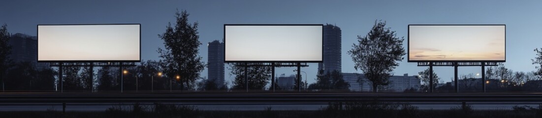 Obraz premium A set of empty, blank billboards for advertising