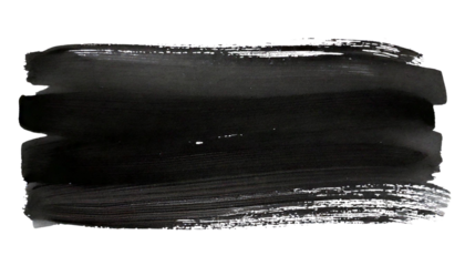 Black watercolor brush stroke isolated on transparent background