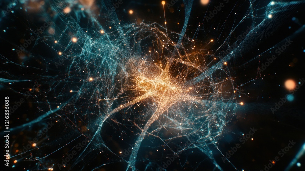 Poster abstract neural network visualization: a deep dive into the intricate connections and pathways of a 