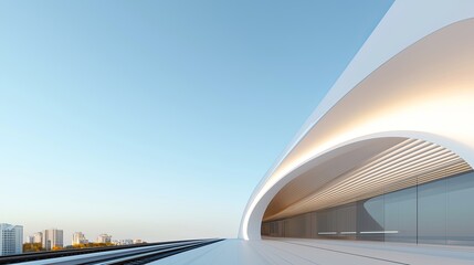 Fototapeta premium Futuristic train station design showcasing urban connections aerial view of architectural marvel in vibrant city environment