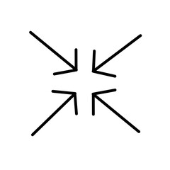 Abstract graphic illustration of four black arrows converging towards the center, creating a simple and clean visual on a white background representing focus, direction, and minimalism.