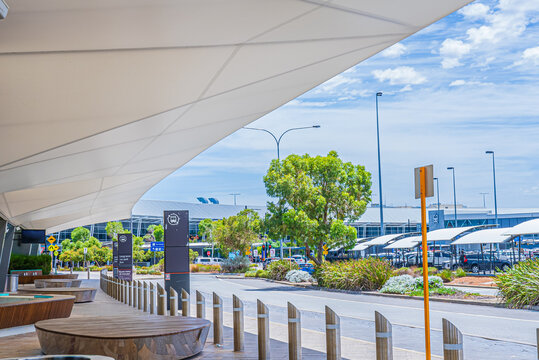 Waiting area for rideshare of Perth International Airport, Western Australia.