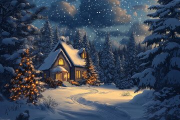 Fototapeta premium Background for a Christmas card to send greetings to the family during holiday season on xmas celebration