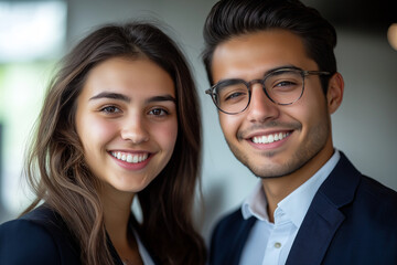 close up photo of a team of young business people or students working in an finance office at work in teamwork smiling into the camera