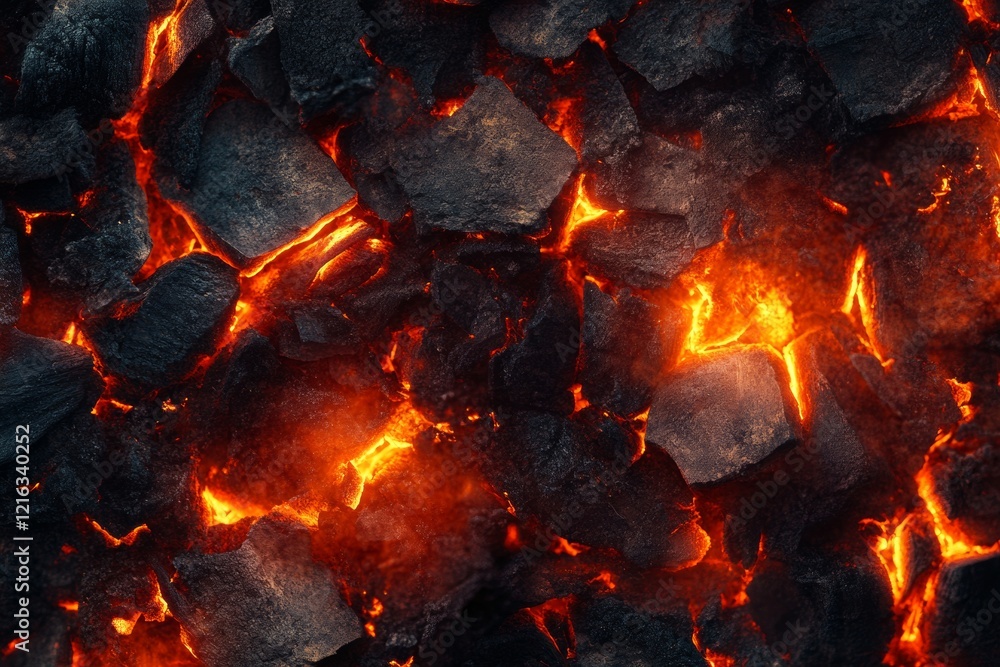 Poster a vibrant display of glowing embers and fine ashes showcases a blend of warm orange and red tones, c