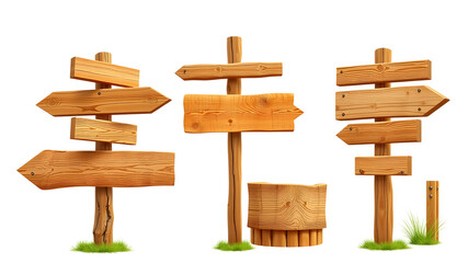 Wood Sign Vector Element Set. Generative AI