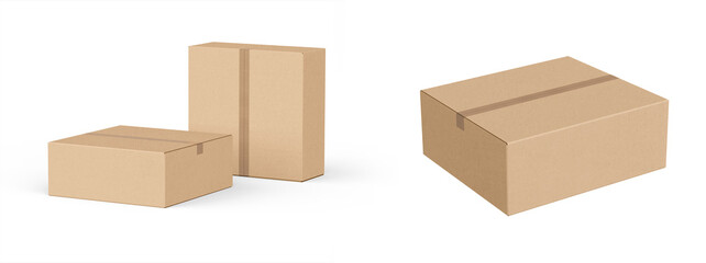 Brown Paper mailing box Cardboard box isolated on white background