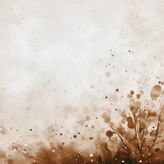 Artistic abstract background featuring a watercolor-style brown and white gradient texture with subtle splatter effects. Perfect for creative designs, artistic projects, or digital backgrounds.