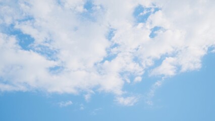 Serene Blue Sky with Fluffy Cumulus Clouds