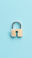 Naklejka premium Broken Padlock on Blue Background with Shattered Edge
