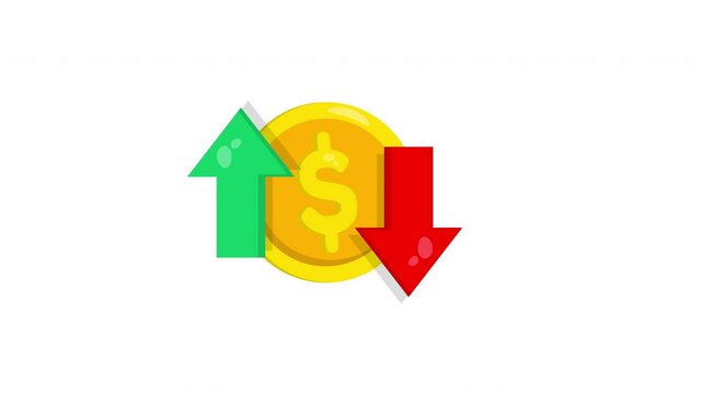 dollar with arrow down and up animation. 4K motion animation.