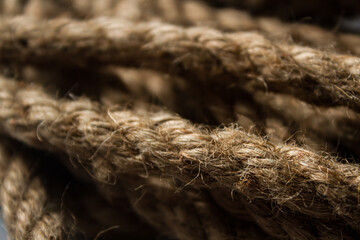 Jute rope close-up full screen. Rope as background