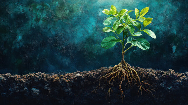A plant anatomy cross-section showing a root system with xylem and phloem highlighted