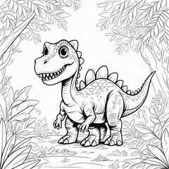 Cartoon animals and plants illustration for coloring