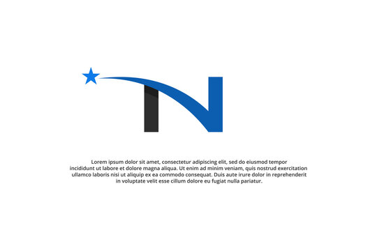 letter n and shooting star modern logo