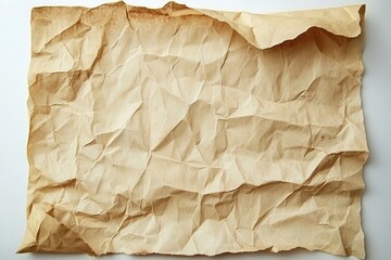 Old, vintage scrapbook paper with worn-out edges, aged, yellowed, and stained parchment