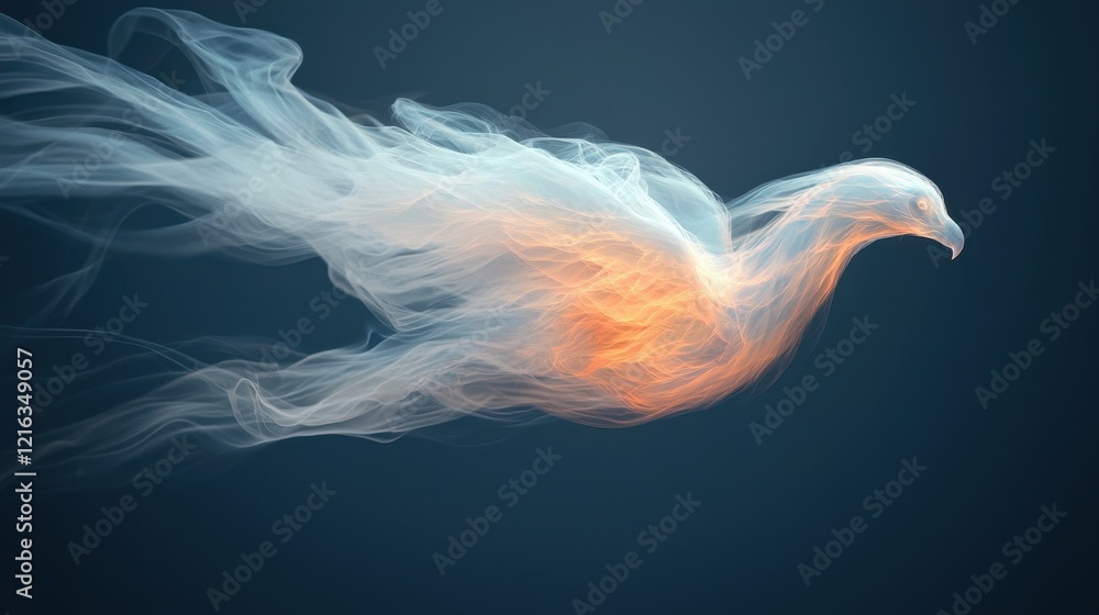 Poster luminous phoenix symbolizing ai transformation digital art abstract dark background ethereal viewpoi