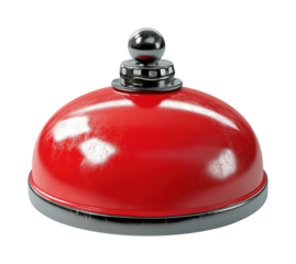 Bright red service bell inviting customers for assistance in a cozy diner setting isolated on transparent background