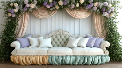 Floral Sofa 3D Illustration