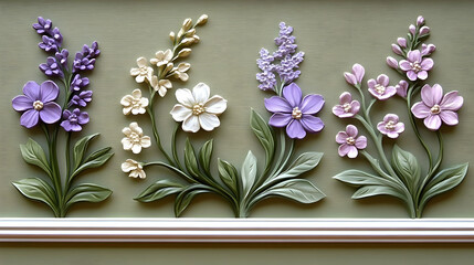 3D Floral Illustration, Pastel Flowers