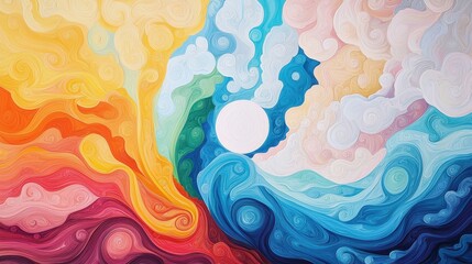 Swirling colors depicting the cycle of life abstract art vibrant environment conceptual viewpoint