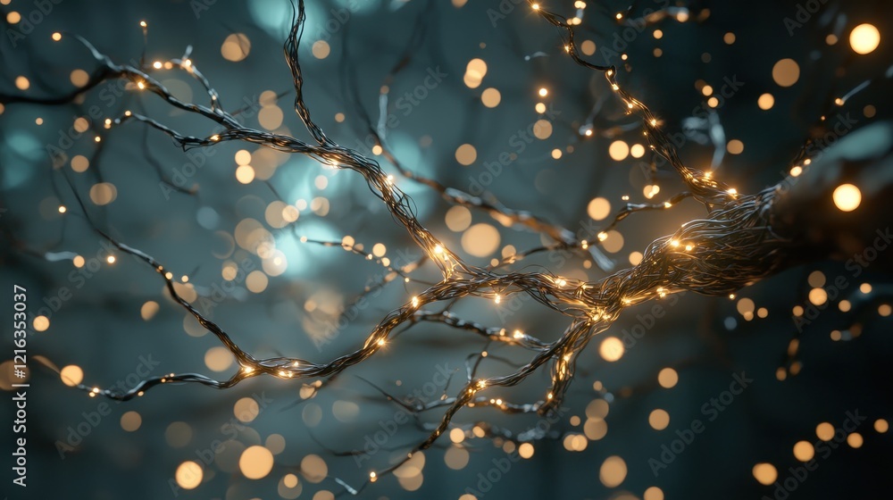 Poster illuminated neural pathways enchanted forest digital art mystical environment close-up ai learning v